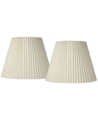 Set of 2 Knife Pleat Empire Lamp Shades Large 11" Top x 19" Bottom x 14.25" High Spider Harp and Finial Fitting