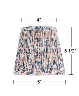 4" Top x 6" Bottom x 5 1/2" High x 5 1/2" Slant Print Lamp Shade Replacement Set of 4 Shirred Pleated Clip On