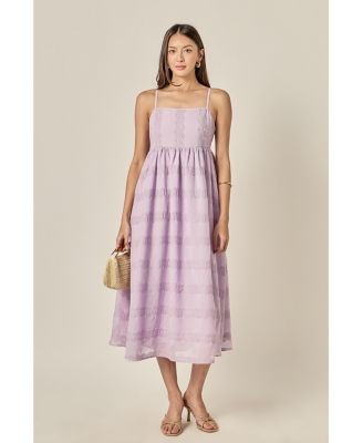 Women's Embroidered Chiffon Sleeveless Midi Dress