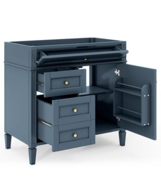 36 Inch Bathroom Vanity without Top Sink Modern Storage Cabinet with 2 Drawers and a Tip Out Drawer Solid Wood Frame