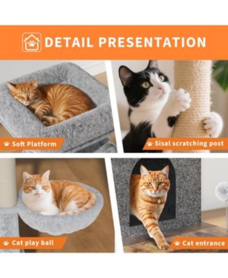 Cat Tree with Litter Box Enclosure, 2-in-1 Modern Cat Tower with Scratching Posts, Multiple Platform and Large Condo