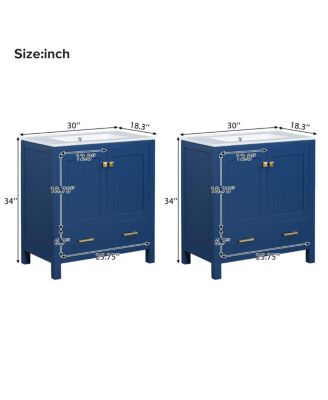 60 Inch Double Bathroom Vanity Set, Freestanding Solid Wood Cabinet with Ceramic Sinks and Soft Close Doors, Modern Storage.