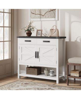 Modern Farmhouse Coffee Bar Cabinet with Drawers and Shelf