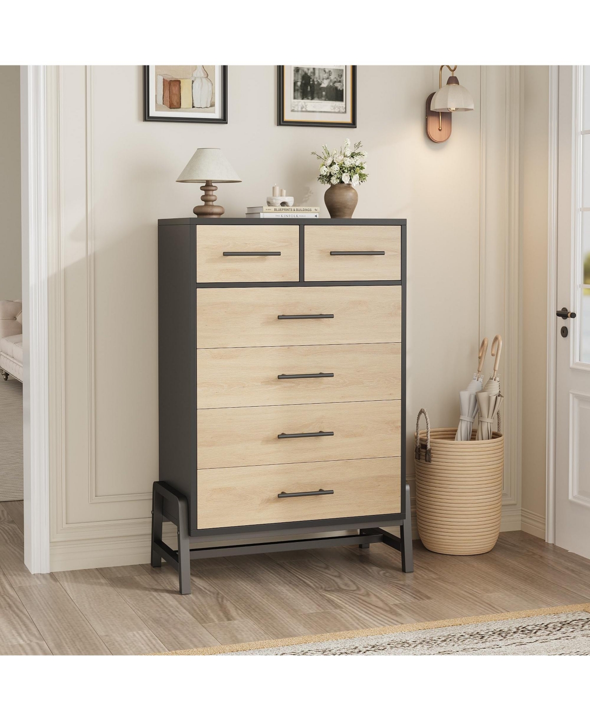 gaomon 6 Dresser for Bedroom, Freestanding 46.6 in Tall Drawer Dresser with Storage, Wooden Closet Storage Chest for Living Room, Bedroom