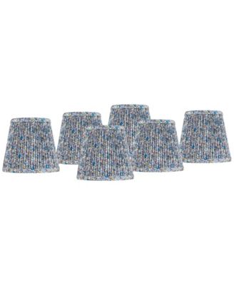 4" Top x 6" Bottom x 5 1/2" High x 5 1/2" Slant Print Lamp Shade Replacement Set of 6 Shirred Pleated Clip On