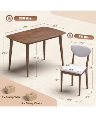 Dining Table Set for 4, Mid-Century Modern Kitchen Table and Chairs