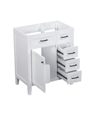 30 Inch Modern Bathroom Vanity Base without Sink, Solid Wood Cabinet with Drawers and Door Shelf, Freestanding Storage.