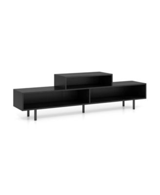 Contemporary Three-Cubby TV Stand with Raised Base