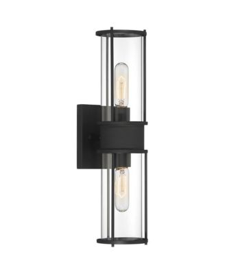 Modern Wall Light Sconce Matte Hardwired 4 1/2" 2-Light Fixture Clear Glass Shades for Bedroom Bathroom