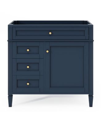 36 Inch Modern Bathroom Vanity without Top Sink, Soft Close Drawers, Adjustable Shelf and Door Organizer for Small Spaces.