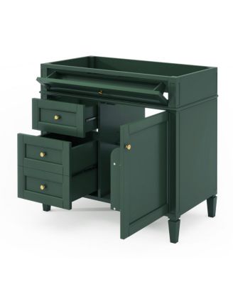 36 Inch Modern Bathroom Vanity without Top Sink, Soft Close Drawers, Adjustable Shelf and Door Organizer for Small Spaces.