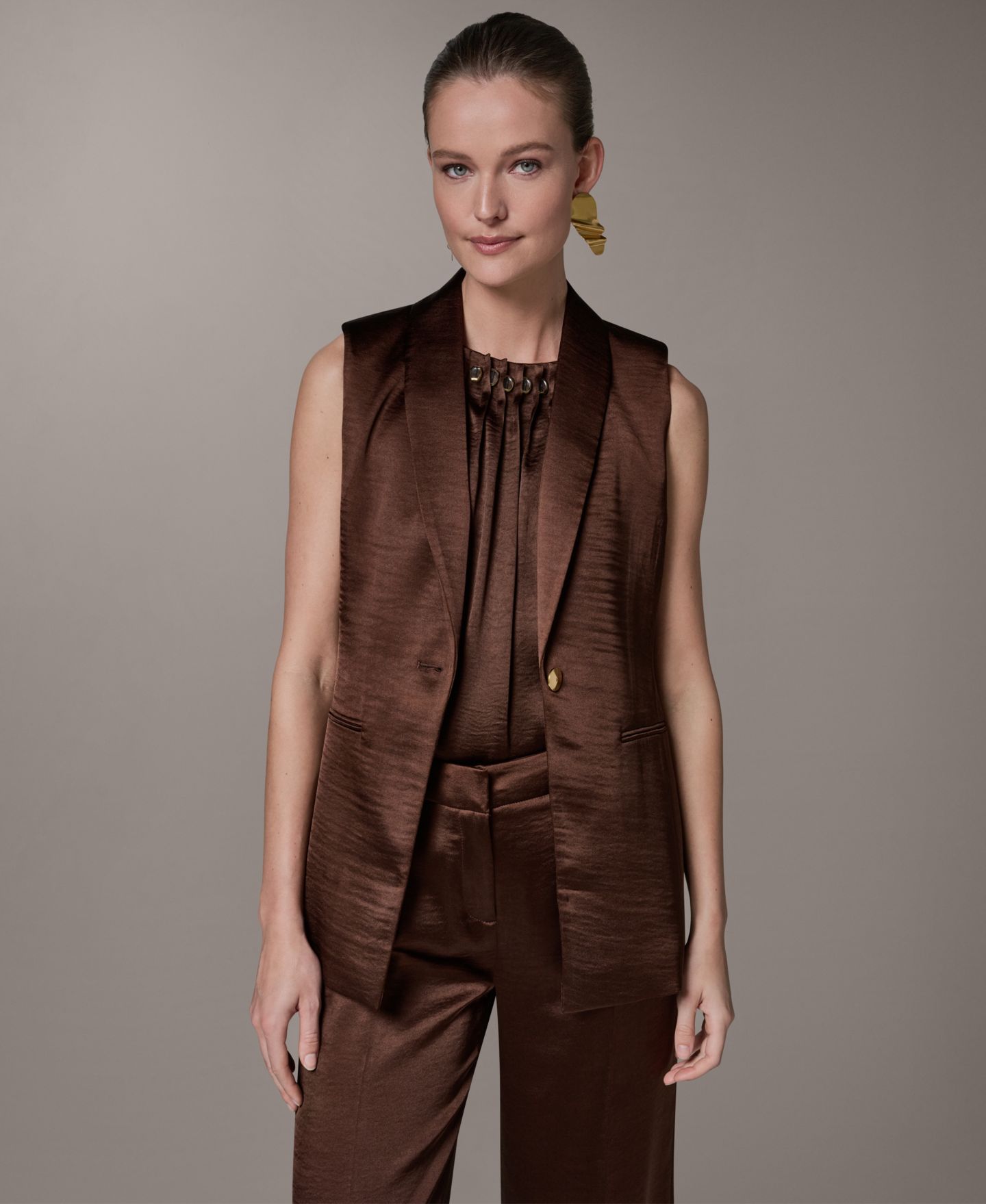 Женский жилет Donna Karan New York Notch Collar Vest, цвет: Canyon — фото 1