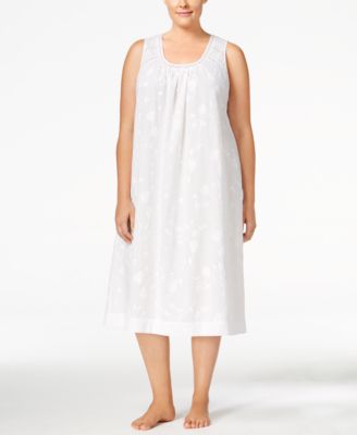 Charter Club - Plus Size Lace-Trimmed Embroidered Nightgown