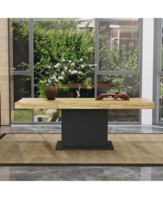 Wooden extendable dining table in for 4-10 people, rectangular kitchen table for home, kitchen, office