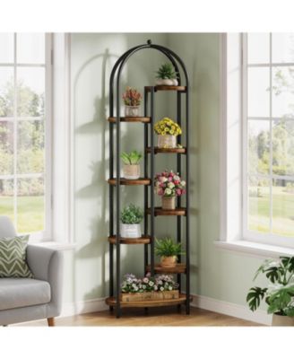Arch Plant Stand Indoor, 71" Tall Corner Plant Shelf, 8-Tier Plants Stand with Metal Support Frame
