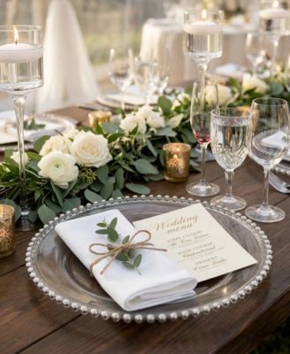 Jay Import Glass Silver Beaded Charger Plate