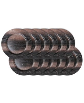 Walnut Finish Charger Plate 12 Piece Dinnerware Set, Service for 12