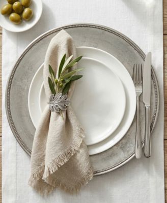 Leaf Rim/White Charger Plates, Set of 12 