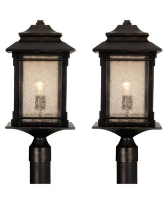 Hickory Point Rustic Farmhouse Outdoor Post Lights Set of 2 Walnut Bronze 21 1/2" Frosted Cream Glass for Exterior Barn Deck House