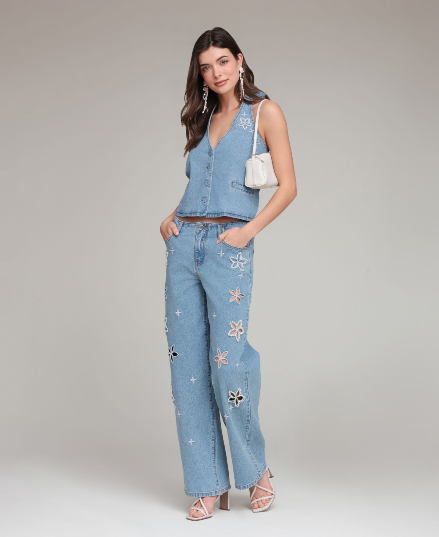 Женские джинсы Avec Les Filles Mid-Rise Floral Cutout, цвет: Варёный — фото 3