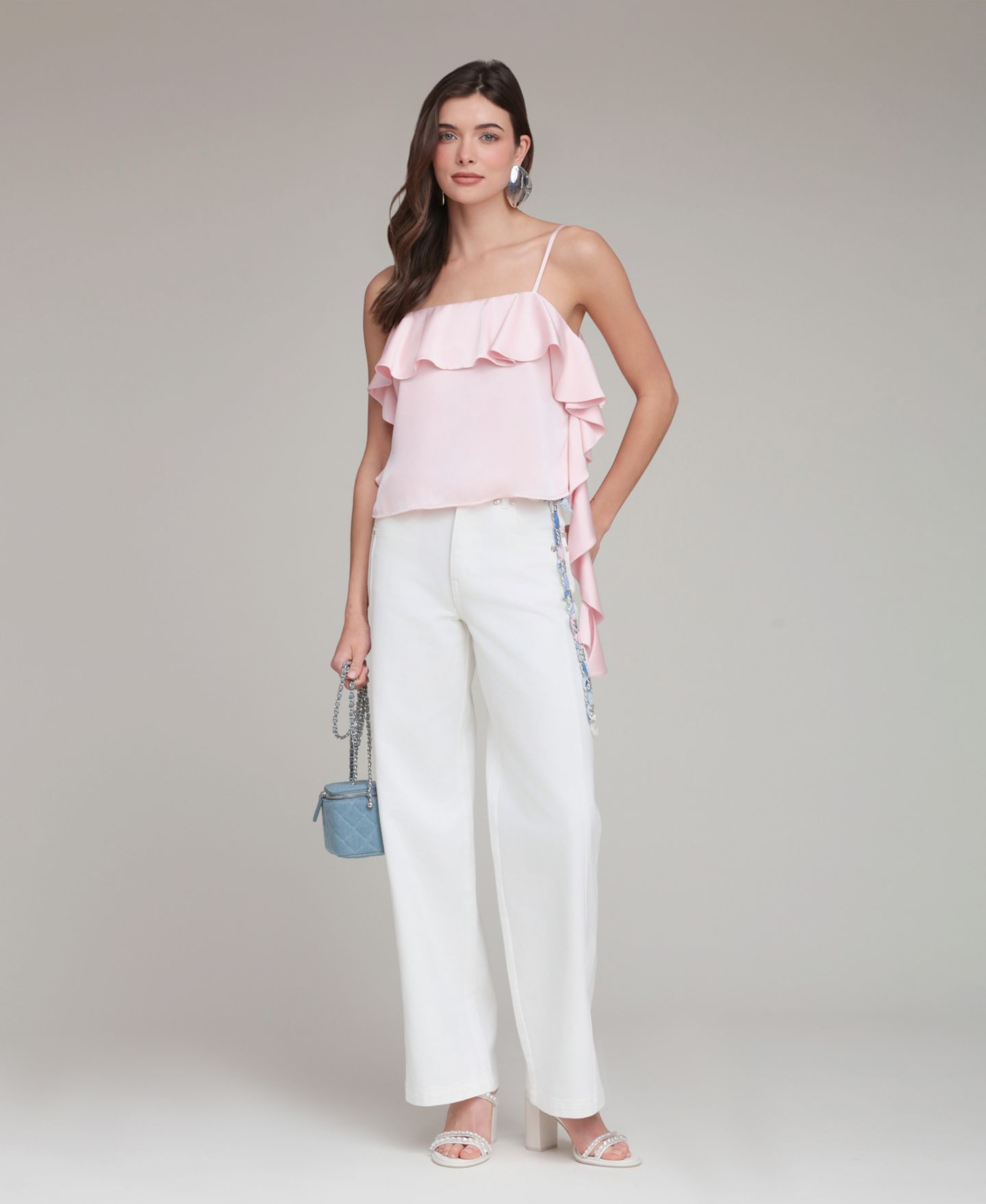 Женские джинсы Avec Les Filles Mid-Rise Wide-Leg Cotton, цвет: Белый — фото 1