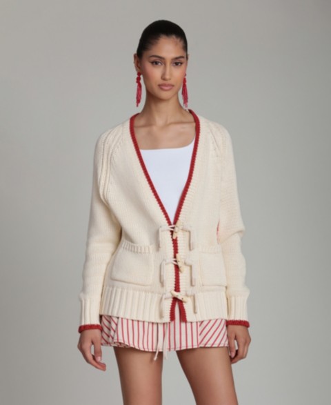 Женские Avec Les Filles Women's Intarsia Lobster Long-Sleeve Sweater