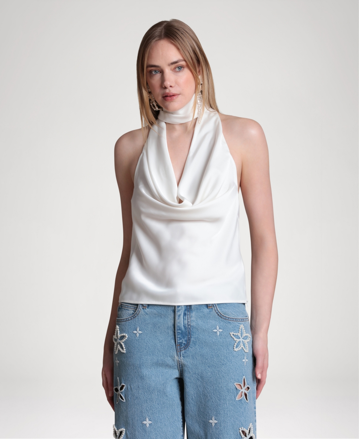 Avec Les Filles Women's Long Tie Halter Top