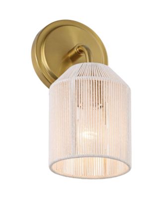 Jacob 11" High Modern Wall Sconce Light Lamp Fixture Mount Set of 2 Bathroom Hardwired Natural Rope Shade