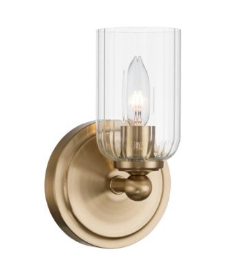  Oliver 9 1/4"H Satin Brass and Fluted Glass Wall Sconce