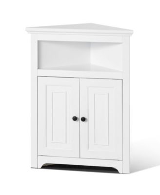 32" Corner Storage Cabinet, 3-Tier Freestanding Kitchen Cabinet with Shelves