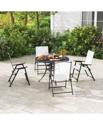 2-Piece Folding Patio Dining Chairs with Armrests and Quick-Dry Fabric