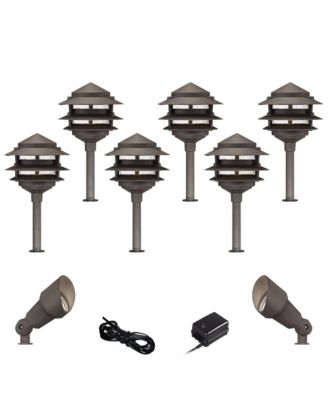Pagoda 17 3/4" High Modern 10-Piece Outdoor Landscape Lighting Set Porch House LED Bulb