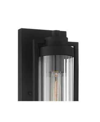 Bogota Modern Outdoor Wall Light Fixtures Set of 2 Textured 15 1/2" Clear Ribbed Glass for Post Exterior Barn