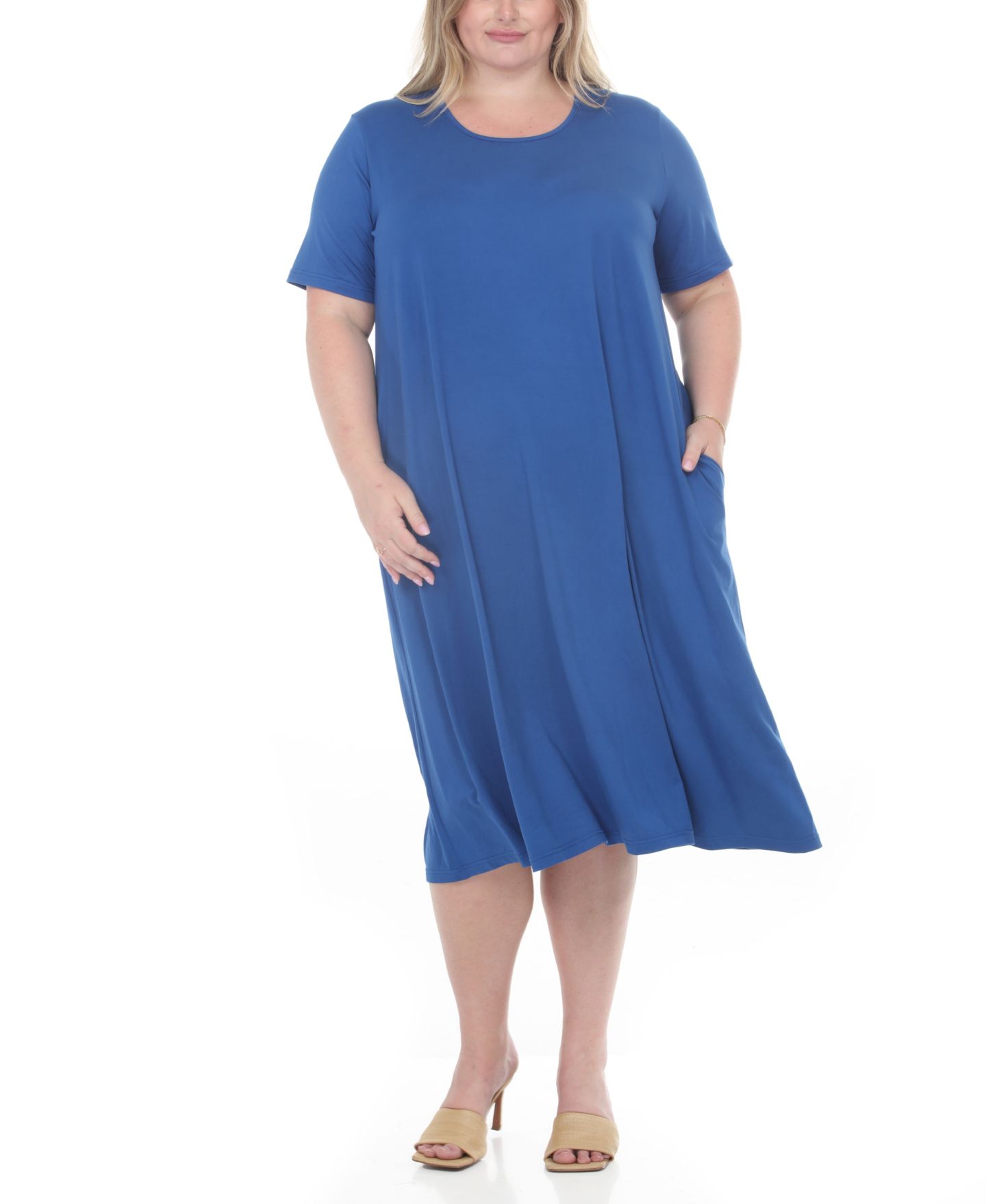 Женское платье White Mark Plus Size Tee Swing Midi, цвет: Синий — фото 4