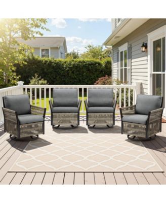 Outdoor Swivel Glider Rocker Chairs Set of 4 - Wicker Patio Furniture Set All Weather Patio Conversatio Sets for Deck Backyard