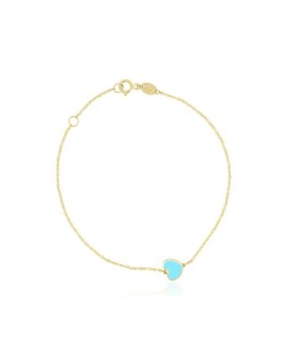 Mini Turquoise Single Heart Bracelet 14K Gold
