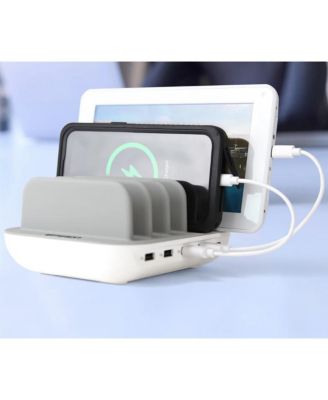 5 Port Multi Device USB Charging Station Hub with Charging Cables