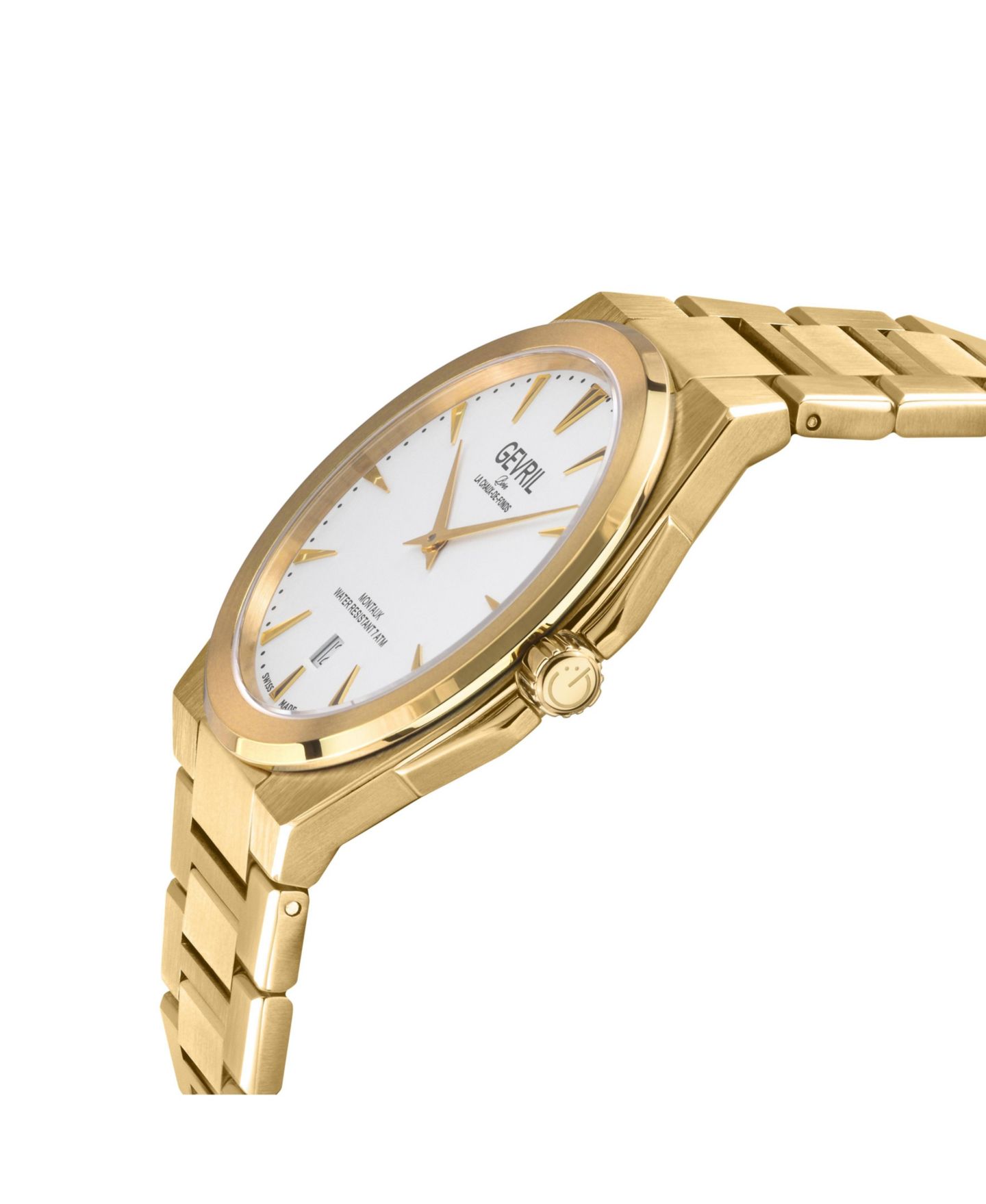 Мужские часы Gevril Montauk Swiss Quartz IP Gold Bracelet Watch, цвет: Золотой — фото 2