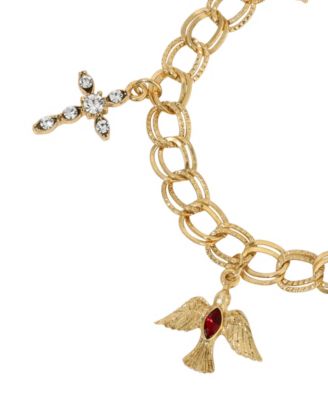 Gold Tone Our Lady Of Guadalupe Charm Bracelet