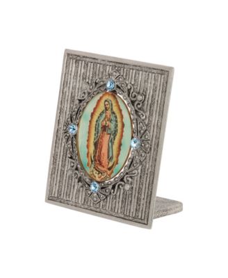 Pewter Enamel Our Lady Of Guadalupe Sapphire Cystal Plaque