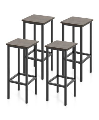 4Pieces 26'' Bar Stool Set With Metal Frame Footrest Backless Counter Height Stool