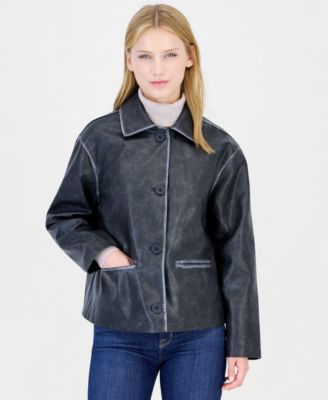 Women's Oversized Faux Leather Coat