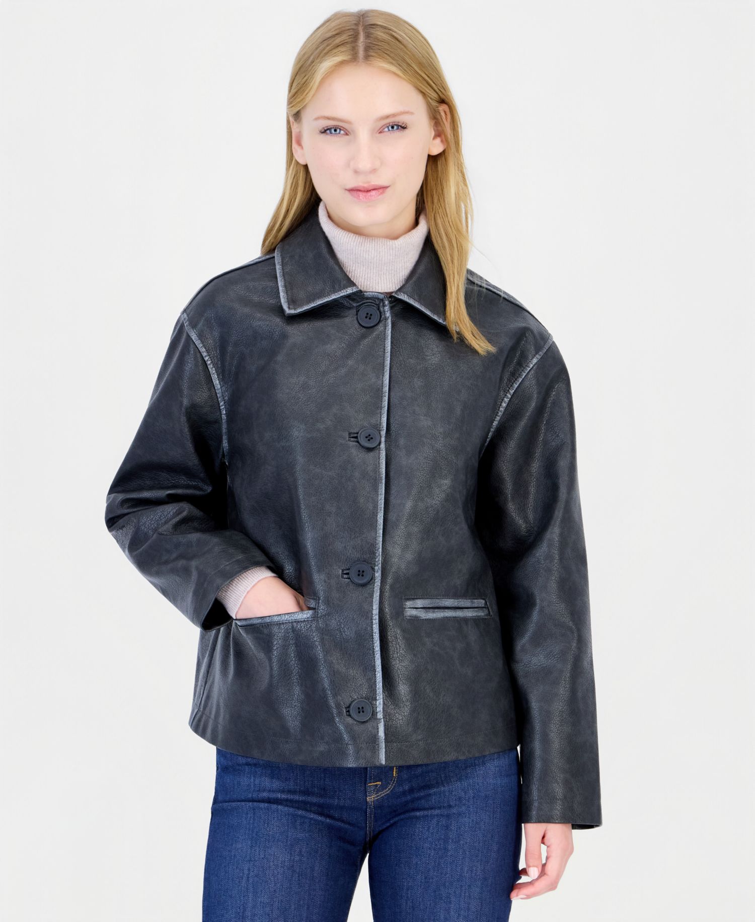 Women's Oversized Faux Leather Coat