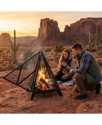 Majestic Pyramid Steel Mesh Fire Pit - Black