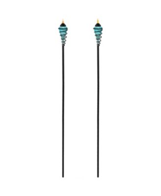 Outdoor Adjustable Height Glass and Metal Swirl Patio and Lawn Torch Set