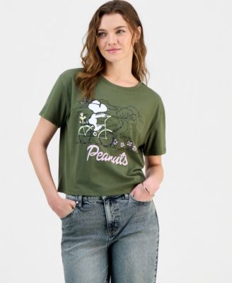Juniors' Snoopy Bike Graphic-Print Tee