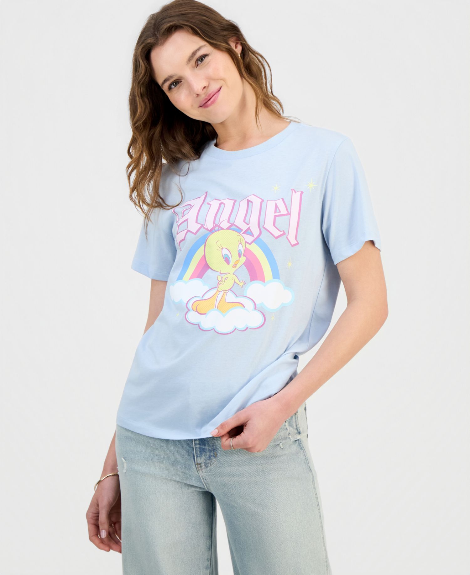 Juniors' Tweety Bird Angel Graphic-Print Tee