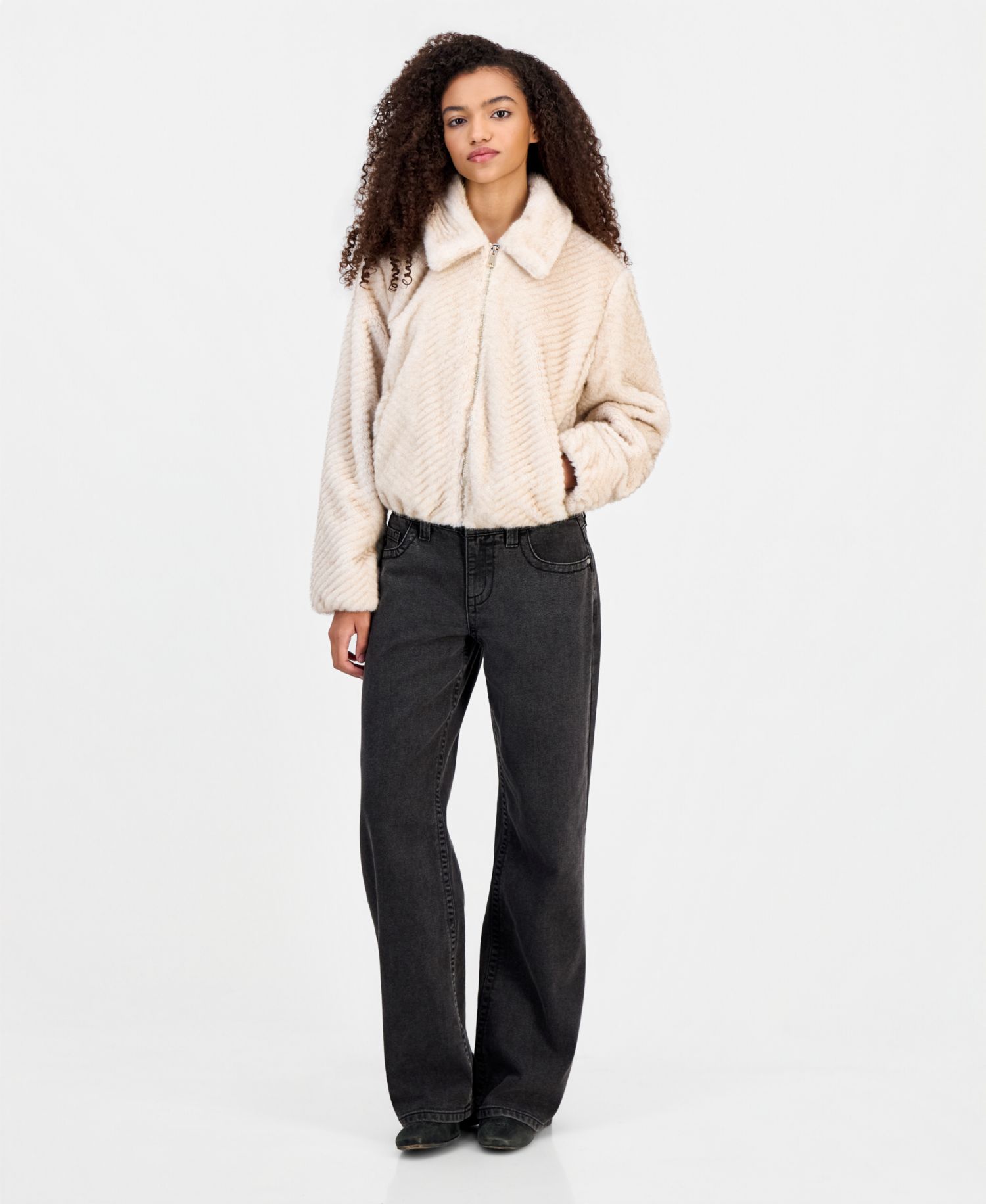 Women's Faux-Fur Chevron Jacket