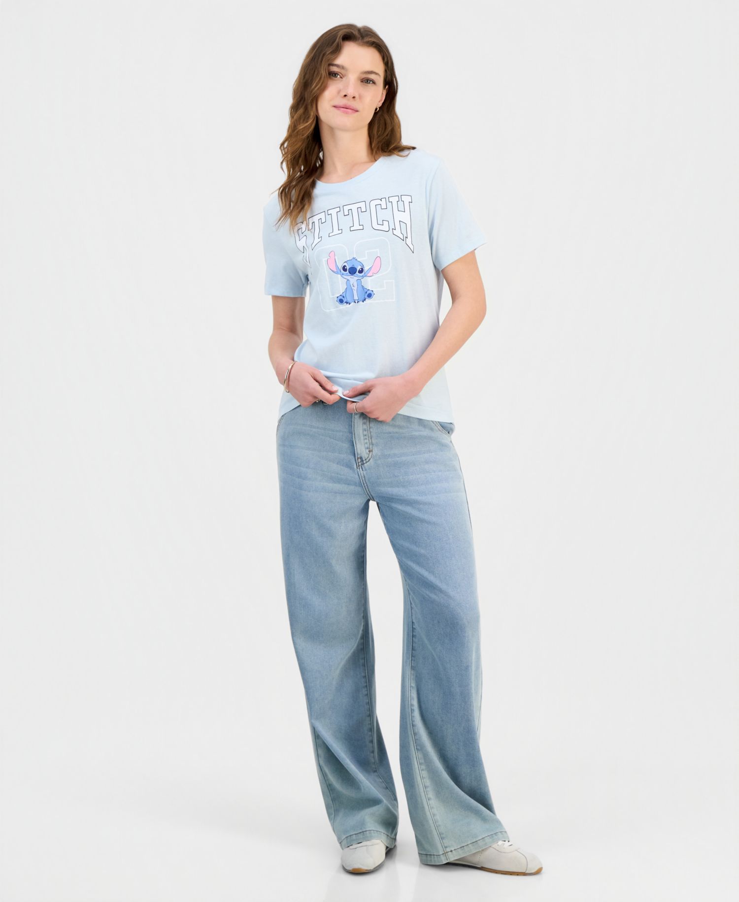Juniors' Stitch Graphic-Print Crewneck Varsity Tee