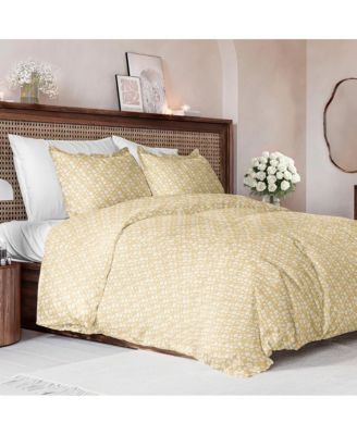 Floral Duvet Cover Set with Pillow Sham, Zipper Closure and Corner Ties